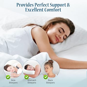 DUMOS 1 Pack Memory Foam Pillows for Sleeping, Gel Cooling Pillow for Back and Side Sleeper Support, Bed Pillows for Adults with Washable Cover and Breathable Mesh White