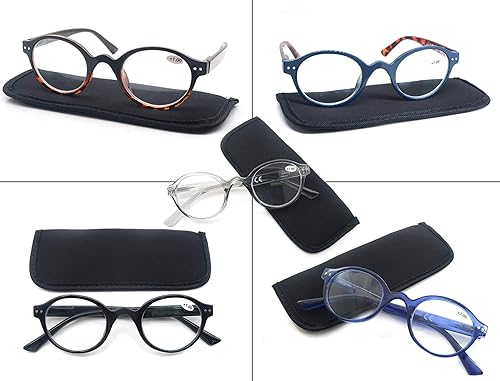 Miniatura 4 de OLOMEE Gafas de lectura redondas para mujeres y hombres, lentes circulares clásicos + 1.00 lentes de tramposos con marco ligero, ajuste cómodo,