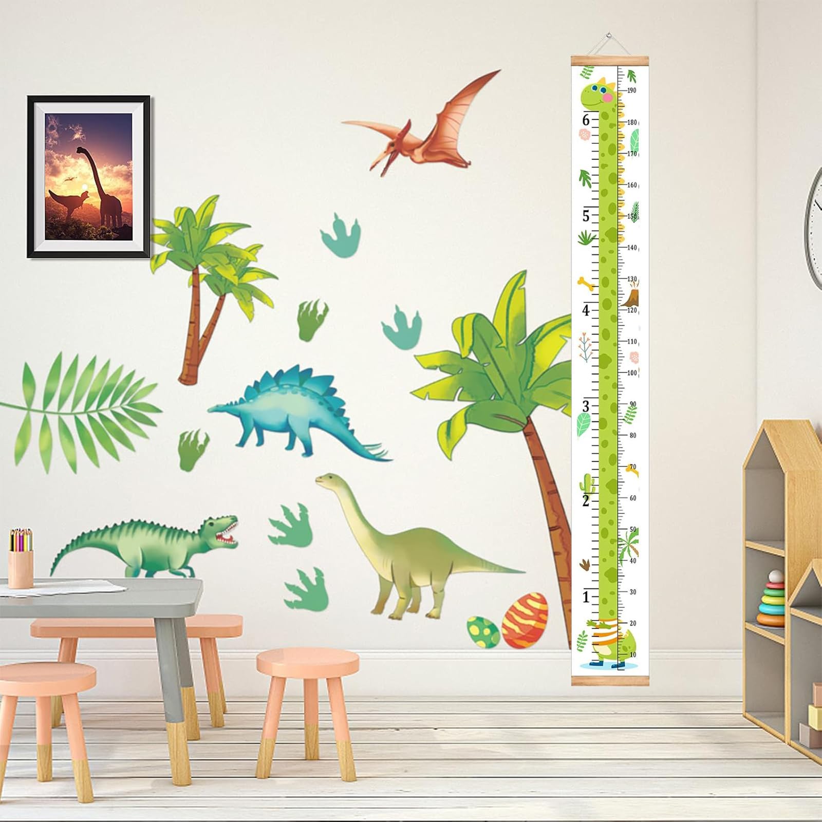 CATOR Toise Pliable en bois murale enfant, Toise Croissance hauteur, Toile Hauteur Mesure pour chambre d'enfant, salon, salle de jeux, jardin d'enfants et autres décorations murales(200cm * 20cm)