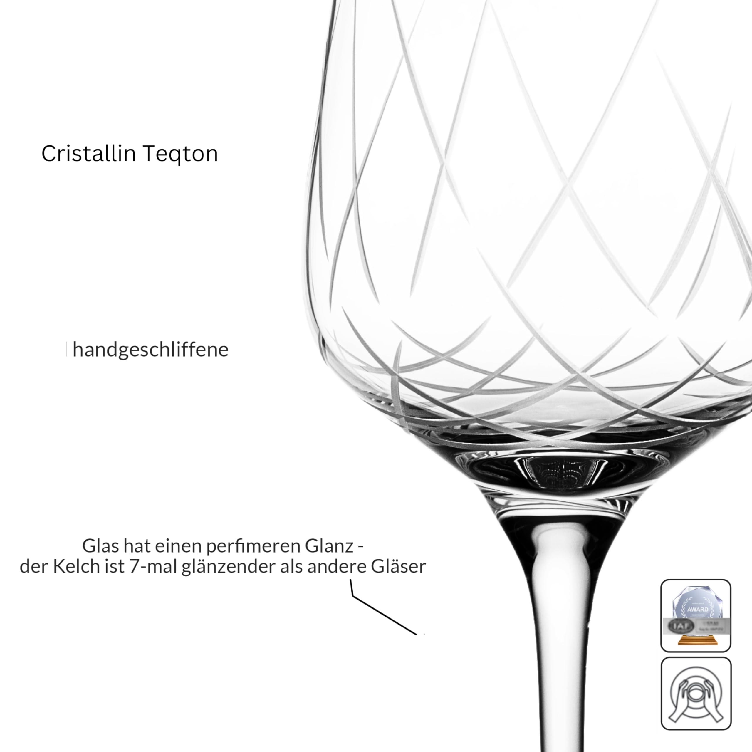 Weinglas Kris Kros 4er Set, 350 ml – Stilvolle Weißwein- & Rotweingläser aus Kristallin, eleganter Weinkelch mit modernem Schliff, spülmaschinenfest, ideal für besondere Anlässe