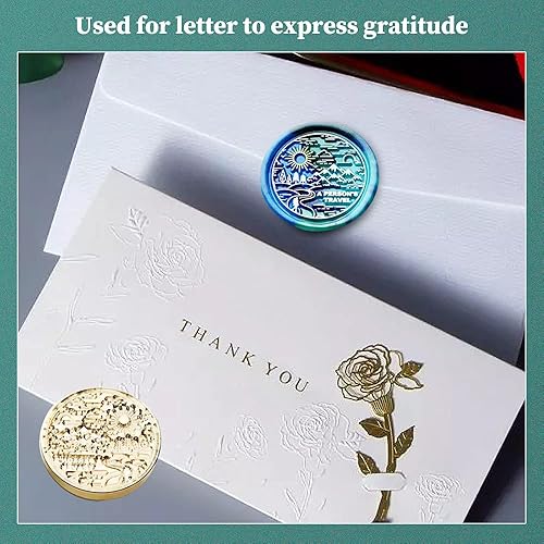 Miniatura 6 de Sello de cera con cabeza de latón extraíble de 1.181 in y mango de palisandro, sello de cera personalizado retro vintage para invitaciones de sobres