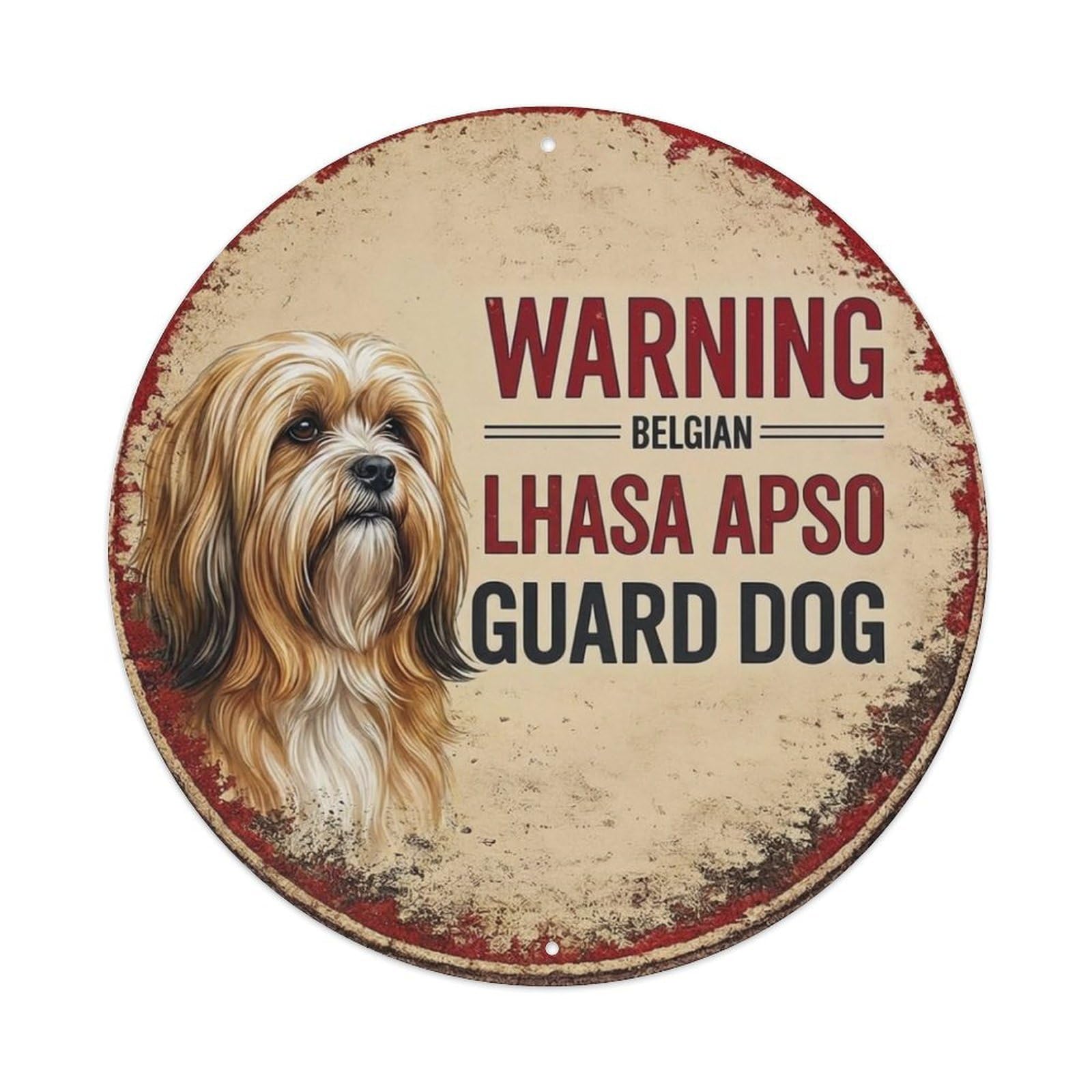 Tgrcjimh Style Metal Tin Sign Vintage Warning Lhasa Apso