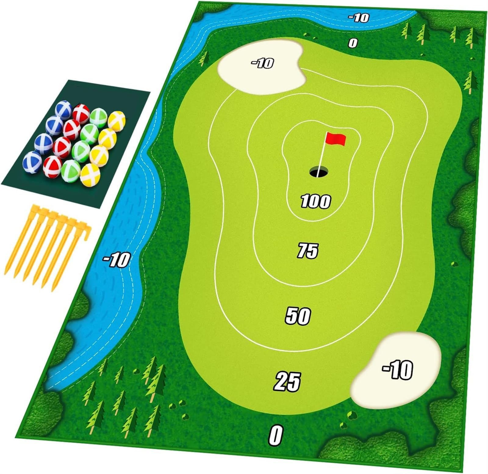 JAFFIUST Chipping Golf Practice Mats Golf Game Training Mat Indoor Outdoor Games for Adults Family Kids Outdoor Play Equipment Stick Chip Golf Set Backyard Game