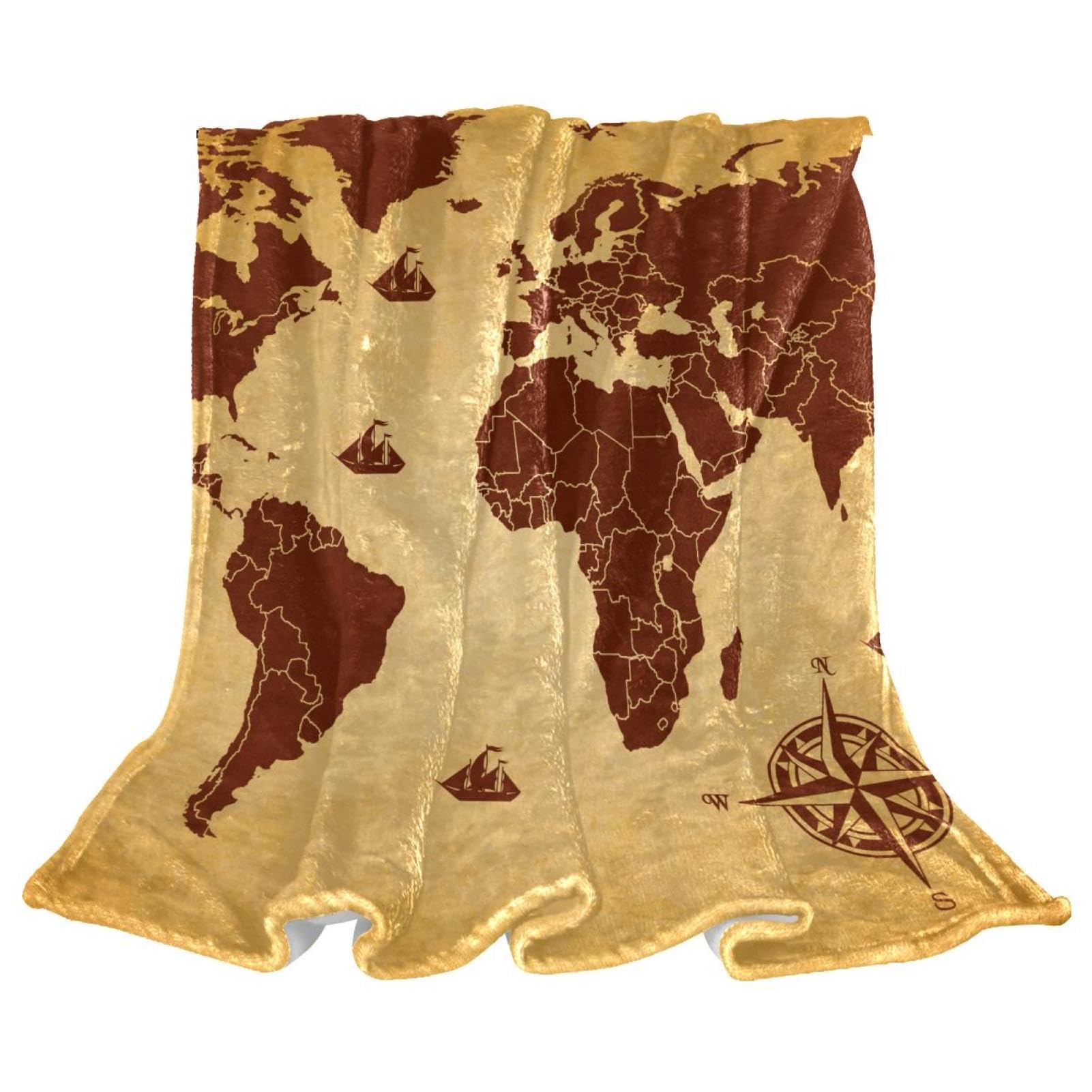 Couverture polaire originale motif carte du monde à offrir pour la maison