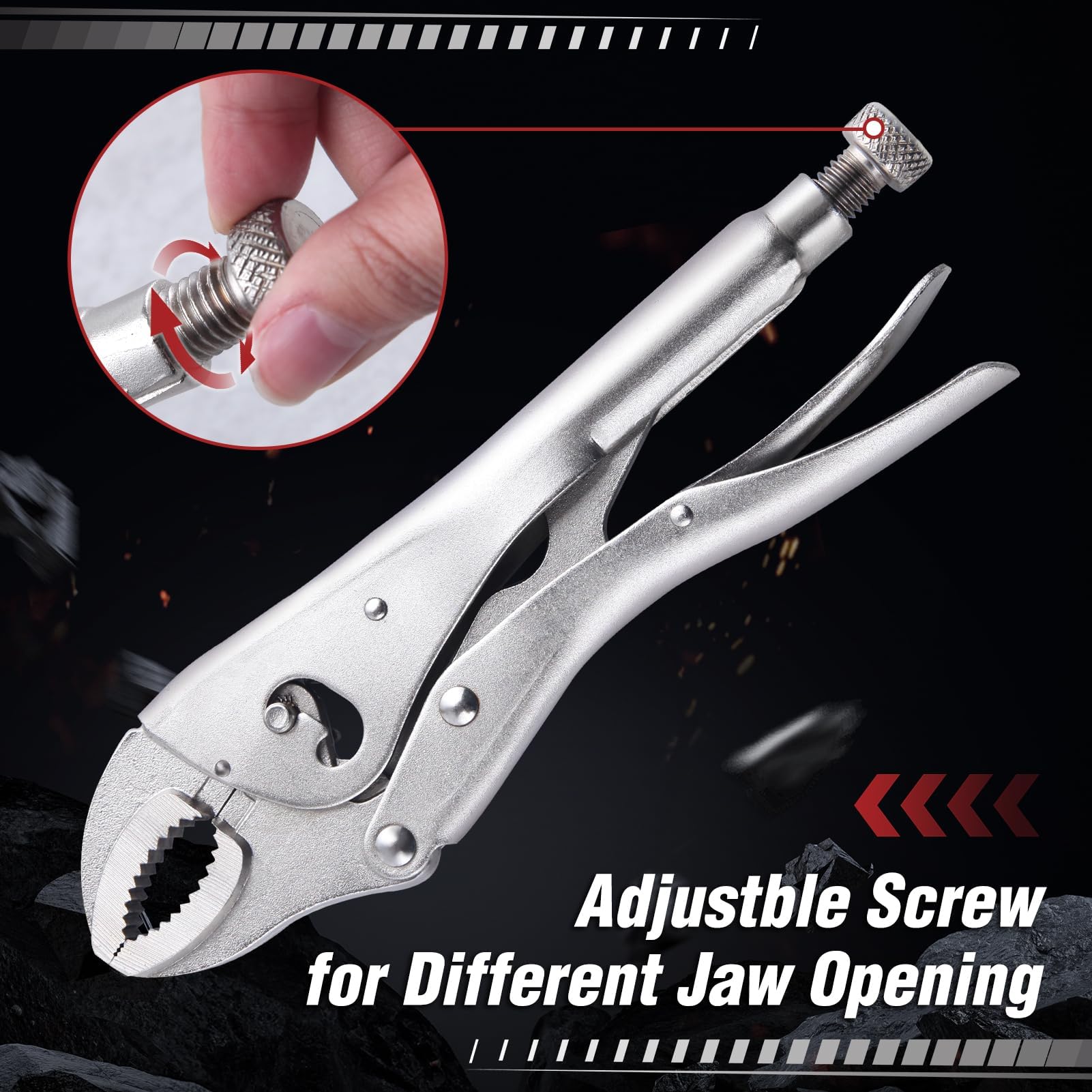 GOLD DEER 10Inch Locking Pliers Curved Jaw Vice Grips Pliers with Two-Position Opening Adjustment Vice Grip Clamps for Clamping Twisting Welding - Image 3