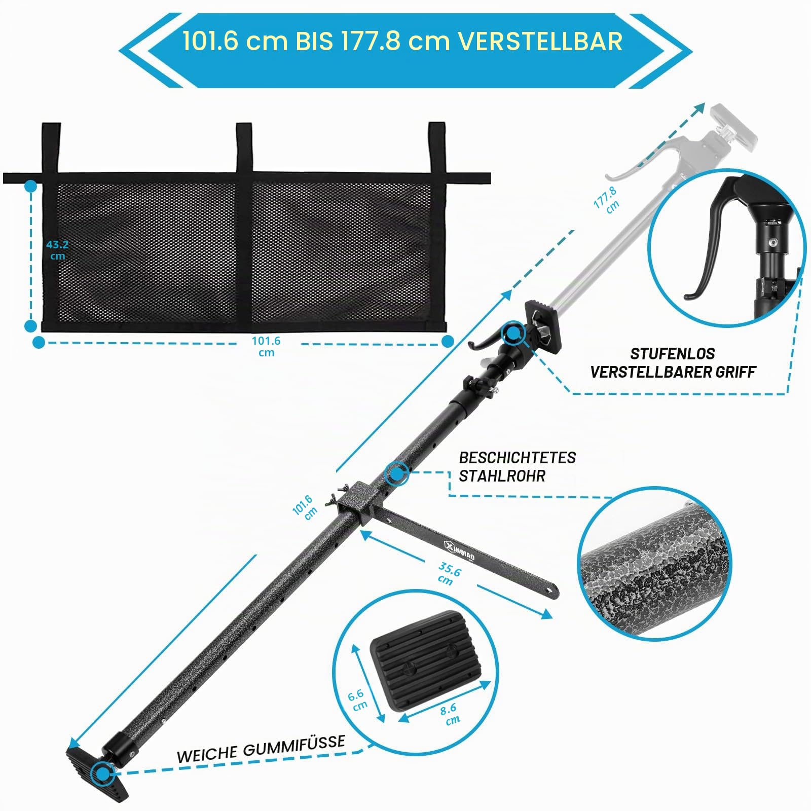 Cargo Bar für Pickup Truck Bed Cargo Bars für SUVs, Anhänger, Vans, einstellbar von 100 bis 180 cm, kommt mit 1 Premium Cargo Net Organizer, 1 Divider Bar