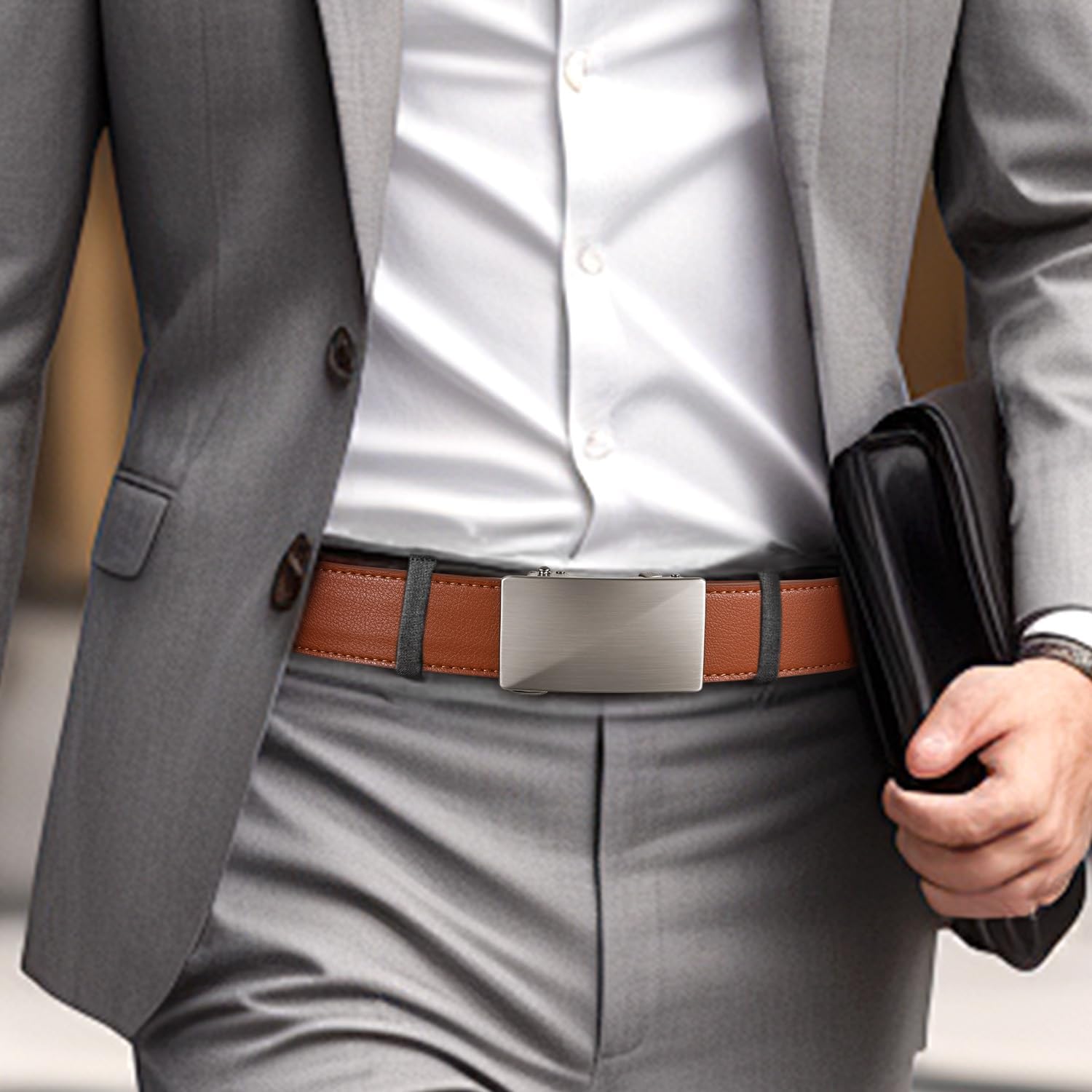 Zitahli Ratchet Belts for Men,Adjustable mens belt Leather,Trim to Fit | Everyday Men Dress Pants Belt tailless,Casual Occasion,Classic Style,Gifts for Men on Birthday,Father's Day,and Christmas