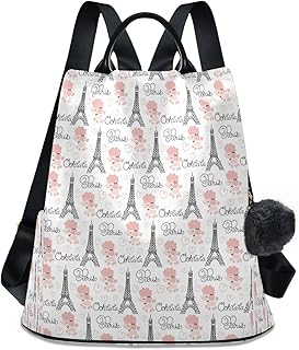 Paris Eiffel Tower Sheep Backpack Purse for Women Waterproof Rucksack Anti-theft Handbag Travel Bag（477）, Paris Eiffel Tower Sheep, 13.4 X 5.9 X 15 inch