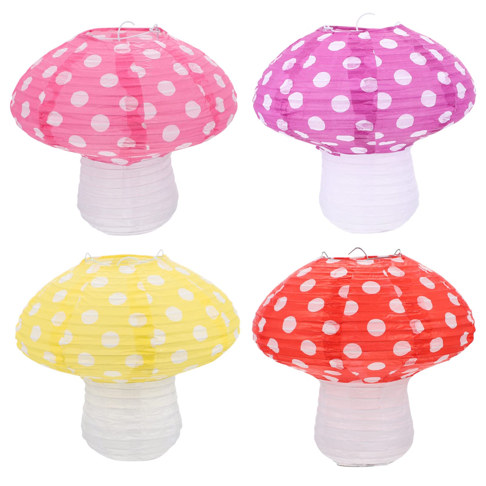 Uonlytech 4pcs Mushroom-Shaped Folding Paper Lanterns for Boys and Girls Birthday Adorable Fun Hanging Decorations