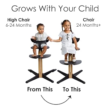 Stokke Nomi High Chair, White/Natural - Inspires Active Sitting - Tool-Free, Seamless Adjustability - Includes Baby Set with Removable Harness for Children 6-24 Months