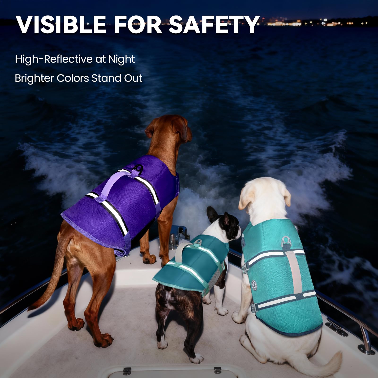 VIVAGLORY Rip Stop Gilet de Sauvetage pour Chien, Veste Flottante, Aide Natation Flottabilité, Sécurité Bateau, L, Violet