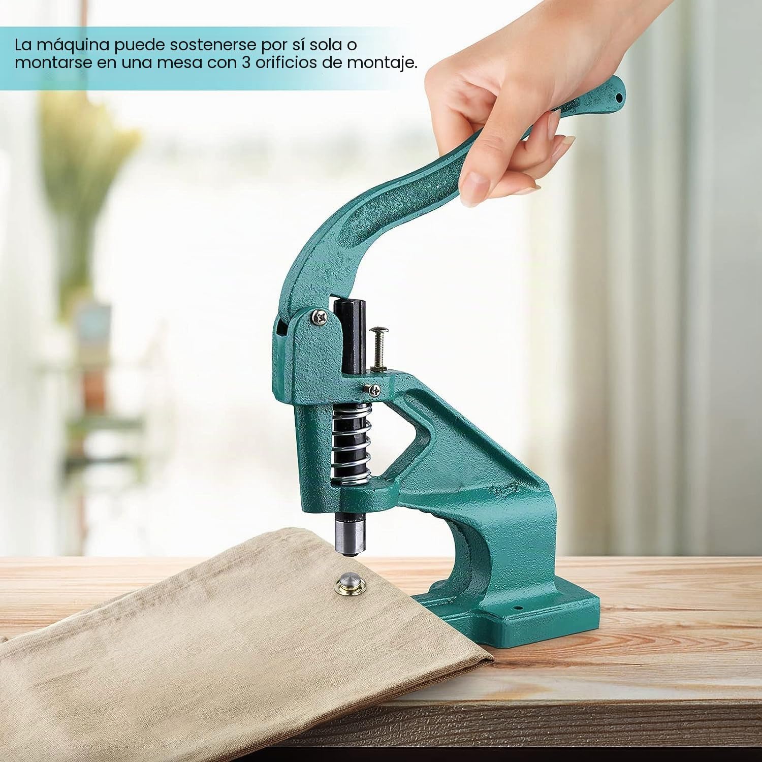 Máquina de ojal de prensa manual, resistente con 3 troqueles (6 mm/10 mm/12 mm) con ojales de mano y herramienta de punzonado