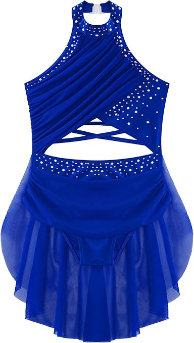 YOOJIA Mädchen Eiskunstlaufkleid - Ärmelloses Strass Ballettkleid Für Tanz & Gymnastik