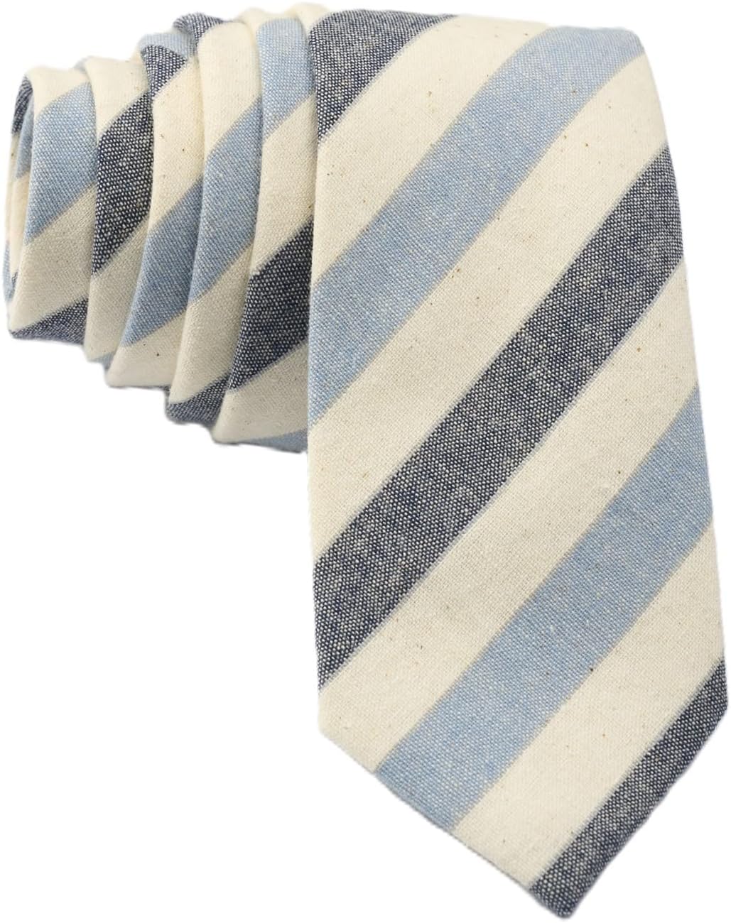 Otis & Oliver Skinny Tie Cotton Striped Modern Necktie Great for Weddings, Dances, Missionaries, Dads, Grooms and Groomsmen