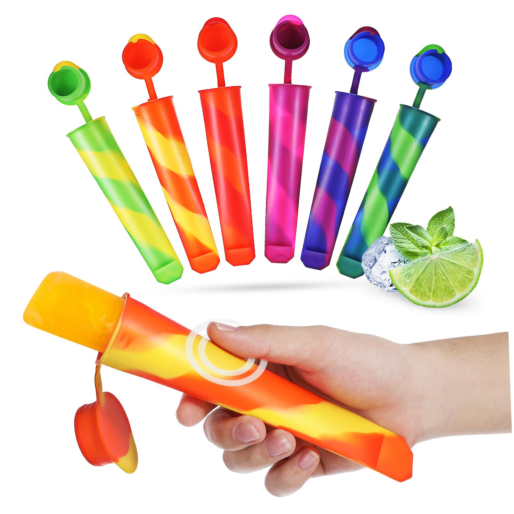 12 pièces Moule à Glace Silicone Réutilisable Flexible et Sûr pour Glaces Maison Moule à et Yaourt Résistant et Facile à Démouler pour Garçon Fille et Adultes