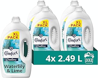 Comfort Creations Waterlily & Lime Fabric Conditioner with Stay Fresh technology for 100 days of freshness + fragrance* 4x 2.49 L (332 washes)