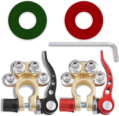 2 conectores de abrazadera de terminal de batería, conector de terminal de batería de automóvil de 4 vías, terminal de batería de automóvil de