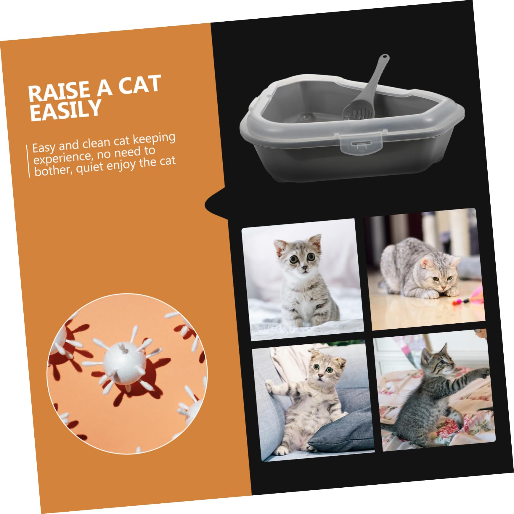 Yardwe Große Dreieckige Katzentoilette mit Spritzschutz Abnehmbarem Design und Halbgeschlossener Pp Katzenstreu Fall für Hygienische Katzenhaltung