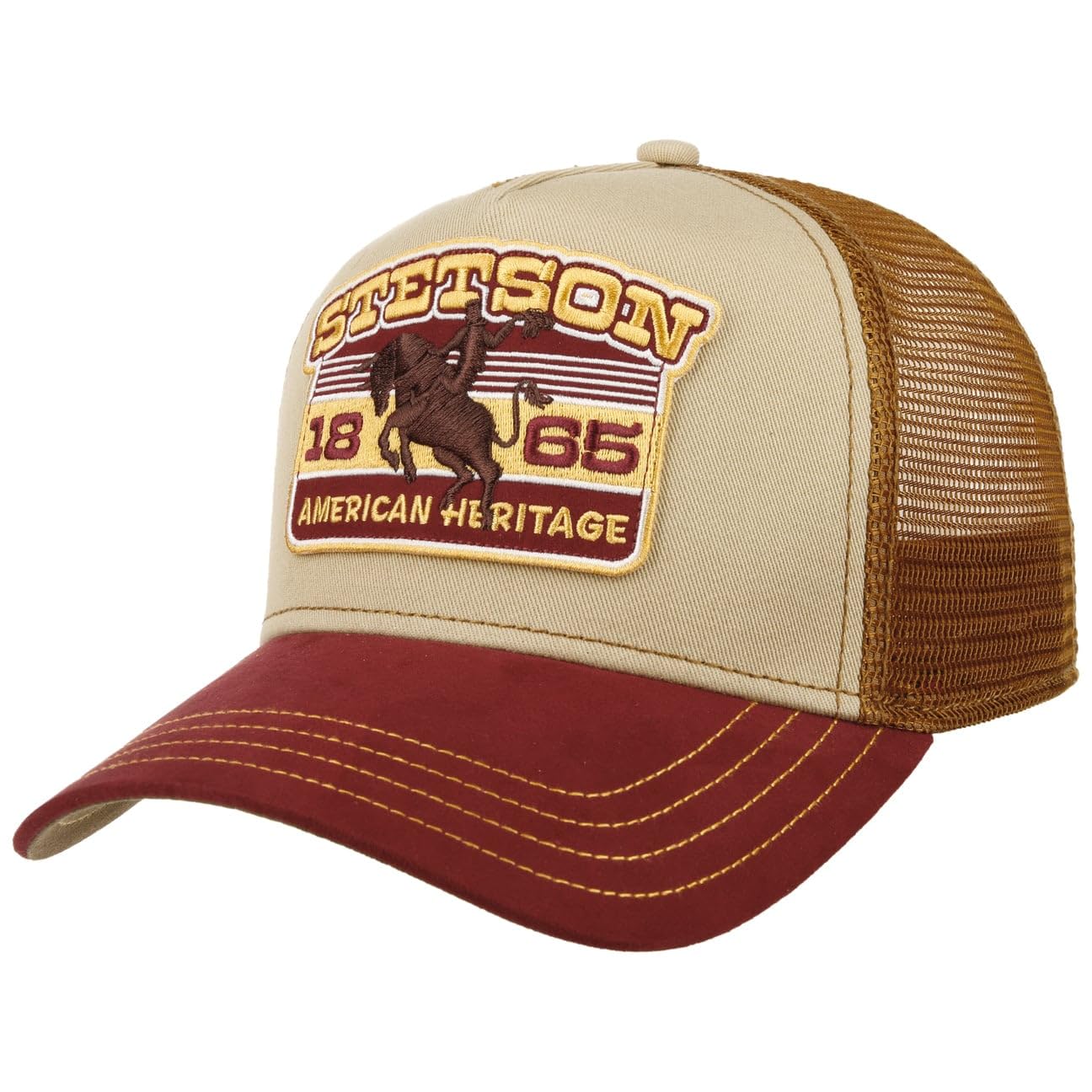 Stetson Beige-Red Heritage Rodeo Trucker Cap By