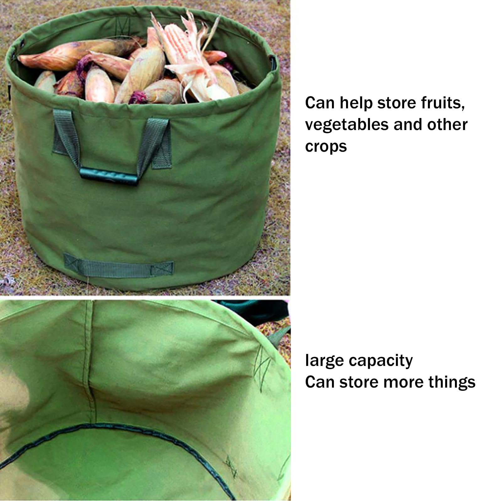 Sac à déchets de jardin robuste (125 L) – H46 cm/P56 cm, réutilisable, pliable, polyvalent avec poignées – Grande capacité