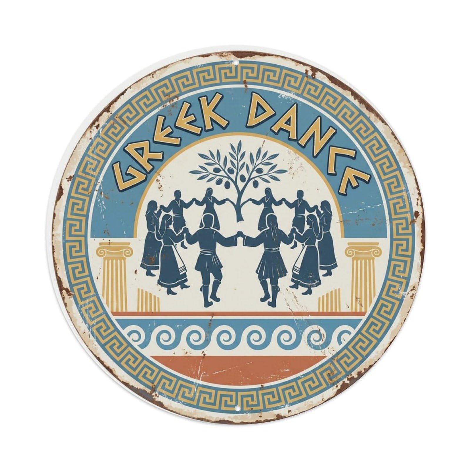 Vintage Travel Greek Dance Traditions Metal Tin Sign