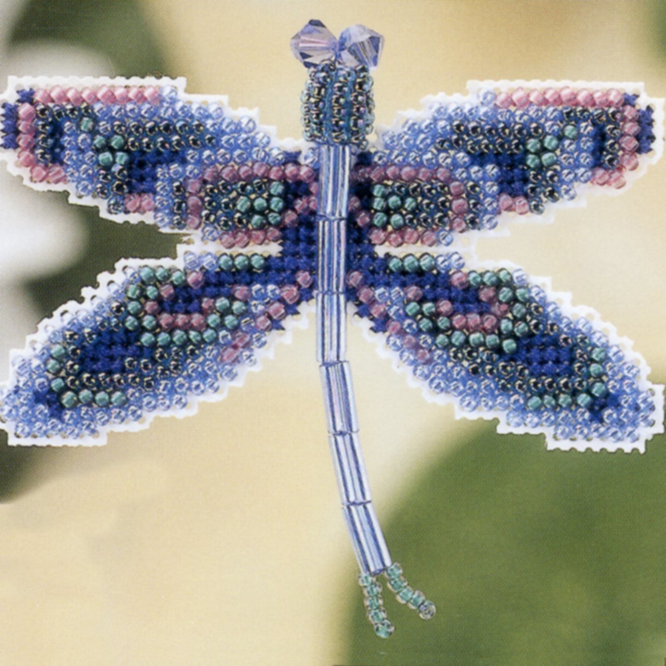 Sapphire Dragonfly Beaded Counted Cross Stitch Ornament Kit Mill Hill 2000 Spring Bouquet MHDF1
