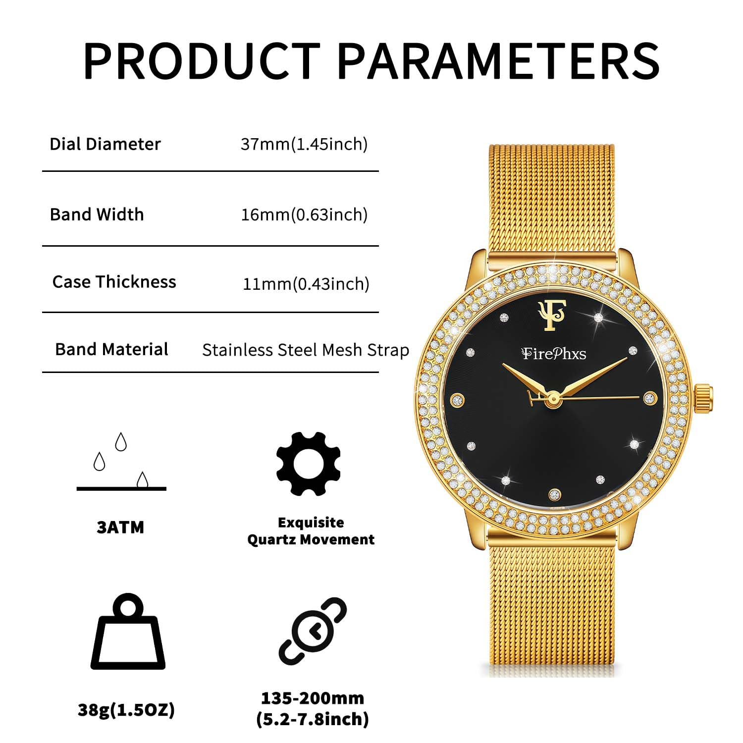 Orologi da donna - Orologio analogico in acciaio inossidabile con cinturino - Oro