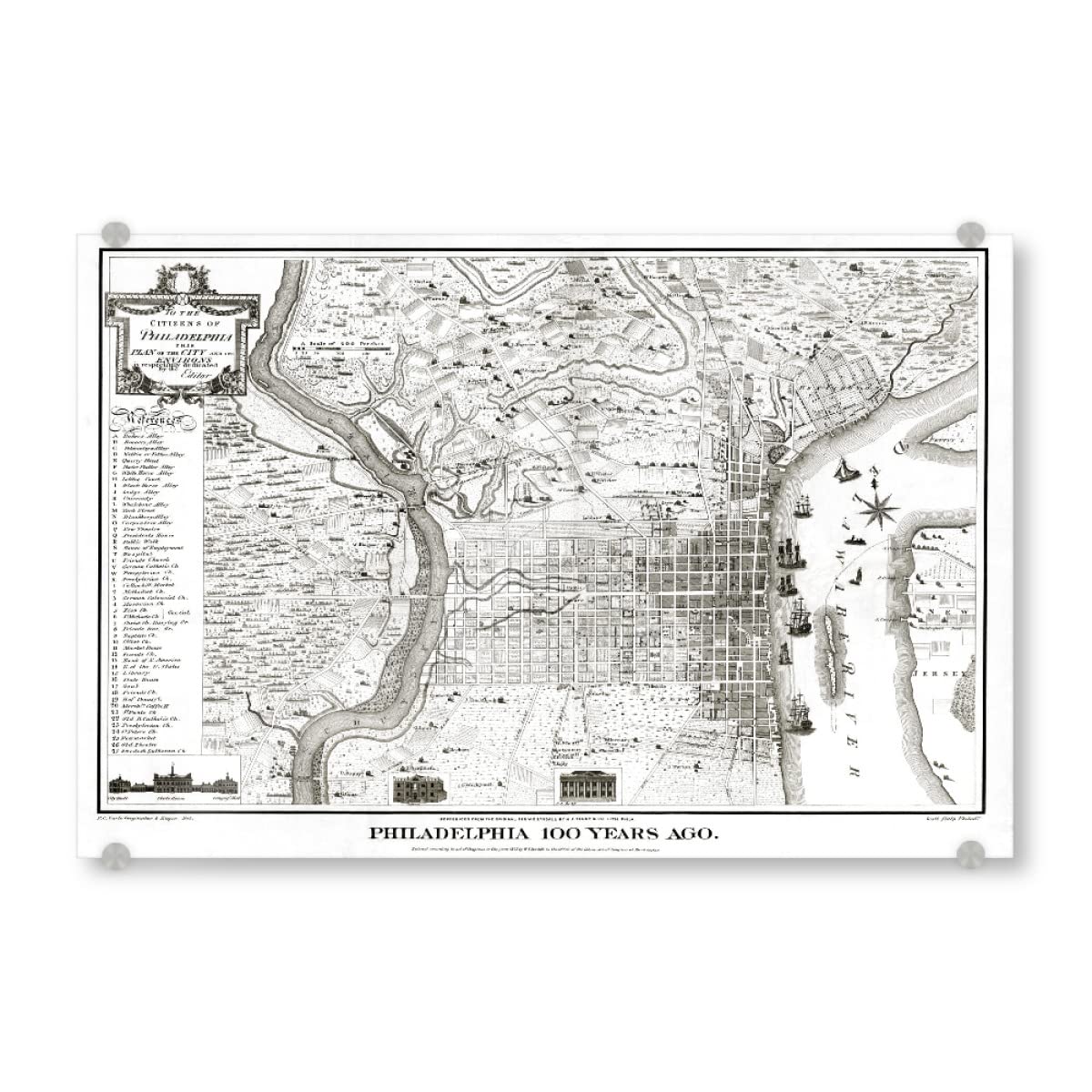 artboxONE Acrylglasbild 30x20 cm Architektur Philadelphia Pictorial Map-z - Bild map Flat Illustration