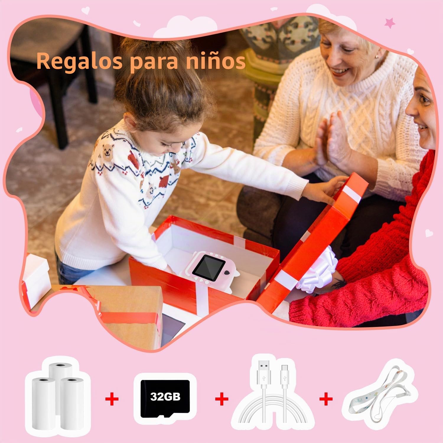 Cámara Digital para Niños, 1080P 2,4" HD Camara Fotos Infantil con Tarjeta de 32GB y Papel de Impresión, Selfie Video Cámara Instantánea para Niños de 6 años y más,Regalo Juguete