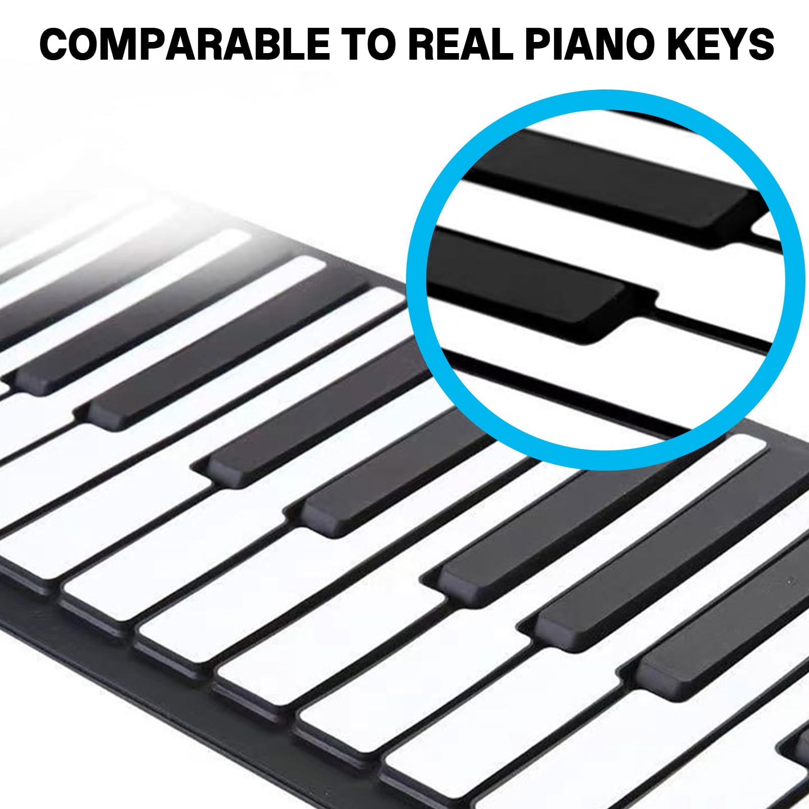 88 Tasten Roll Up Keyboard Piano, Keyboard Klavier faltbar mit 128 Rhythmen & 128 Tönen & 20 Demos, E-Piano mit MIDI-Bluetooth & Fußpedal für Erwachsene Kinder Anfänger