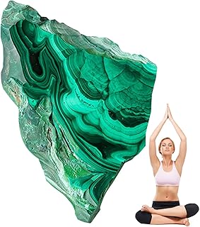 Raw Malachite Slices,Raw Crystal Slices Polished Malachite Stone - Meditation and Relaxing Rock Collecting Home Garden Malachite for Study Room, Bedside