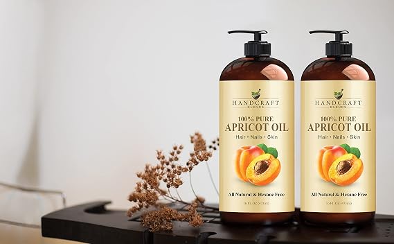 Handcraft Blends Soft & Silky Set: Apricot Kernel Oil and Sweet Almond Oil (2 x 16 Fl Oz) 100% Pure & Natural Premium Carrier Oils for Massage and Skin Care
