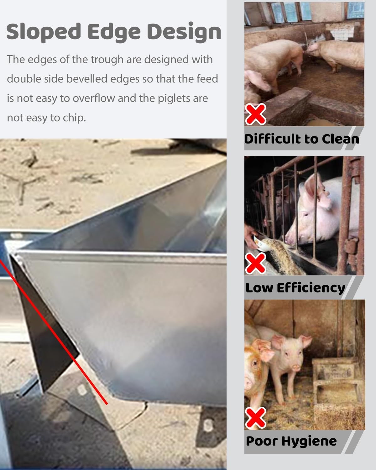 Farm Goose Hog Feeder/Animals Livestock Trough, Heavy Duty Poultry Feeders All-in-one Installation, Hog Piglet Creeder Water Bowl Equipment(78.7ft/6.6ft)