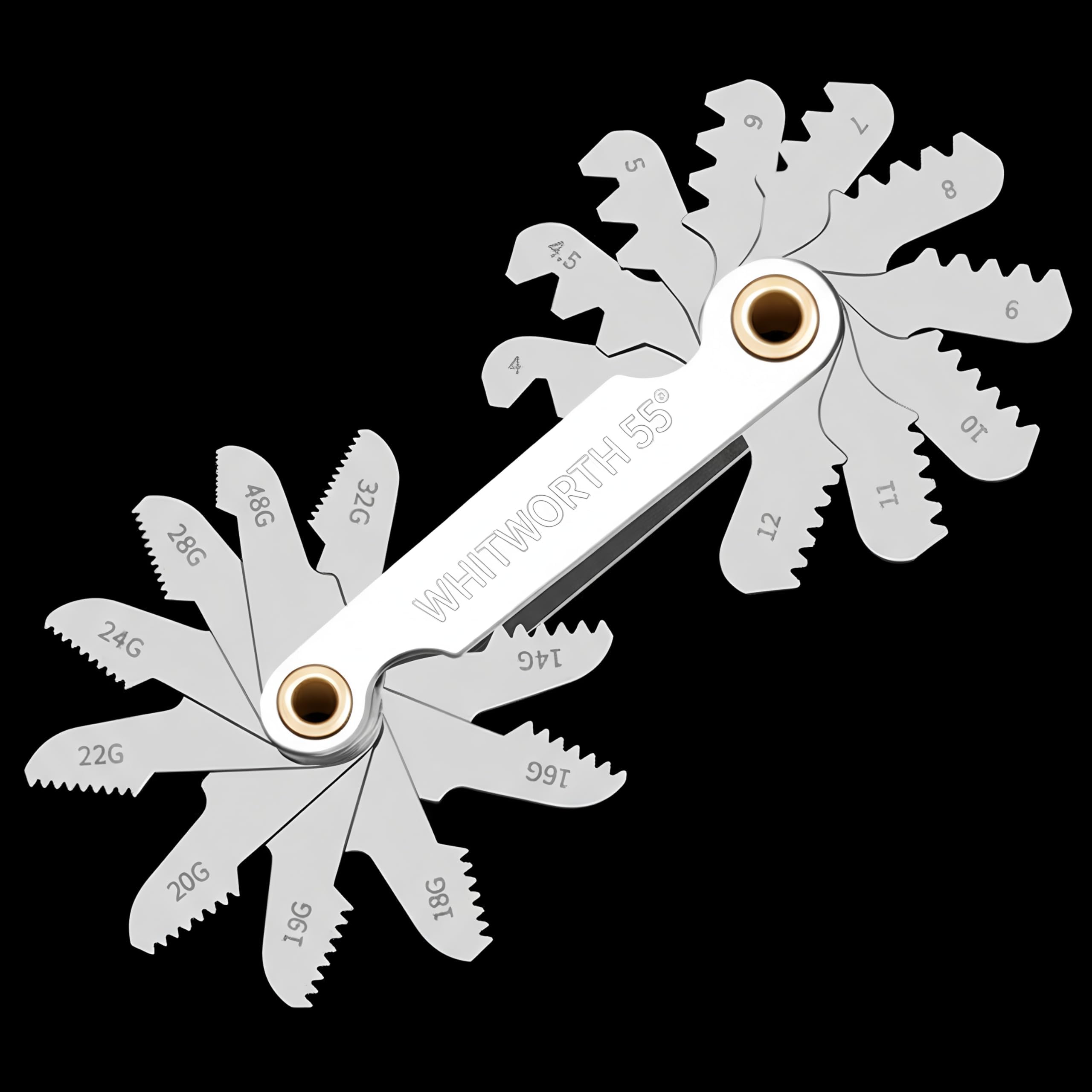 Thread Gauge Whitworth 55 Degree 20 Leaves,4.5–48 TPI Thread Gage Tool Steel Thread Measuring Tool, Thread Profiles and Locking Devices (Whitworth Thread Gauge)
