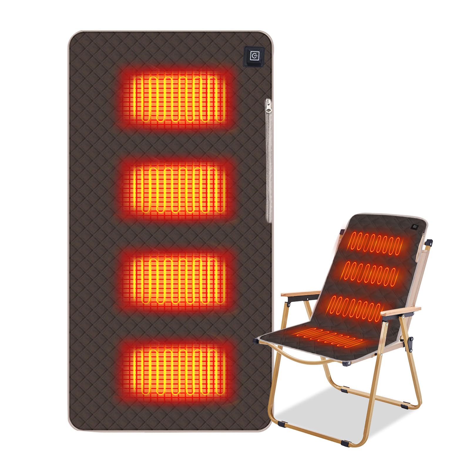 Beheiztes Sitzkissen Outdoor, Sitzheizung Bürostuhl, 45 x 90 cm Elektrisch Beheizbare Heizkissen, Tragebar USB 5V Stadion Sitzkissen für Campingstühle mit 3 Heizstufen Wärmekissen für Zuhause Camping
