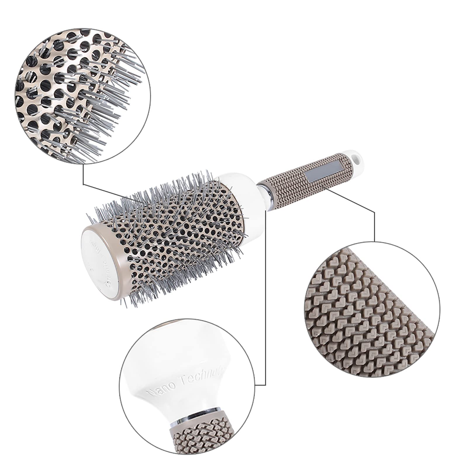 Round Brush for Blow Dry Styling Ceramic Coated Boar Bristle Salon Style Vent Comb for Drying Straightening, Curling 25# - Image 4