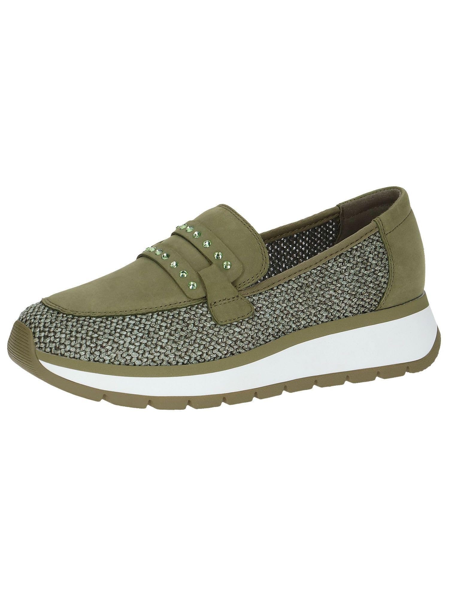 CAPRICE Women's Slip-ons Flat Elegant, Green (Khaki Comb), 5 UK