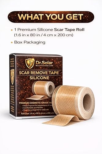 Cinta de silicona para cicatrices de 1.6 x 80 pulgadas, cinta reutilizable para eliminar cicatrices viejas y nuevas, láminas de silicona prémium