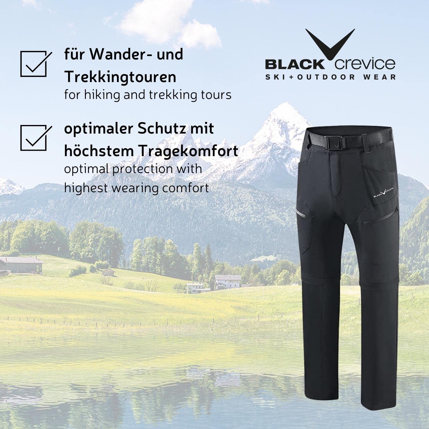 Black Crevice Pantaloni da Trekking da Uomo con Zip off Leg Escursionismo