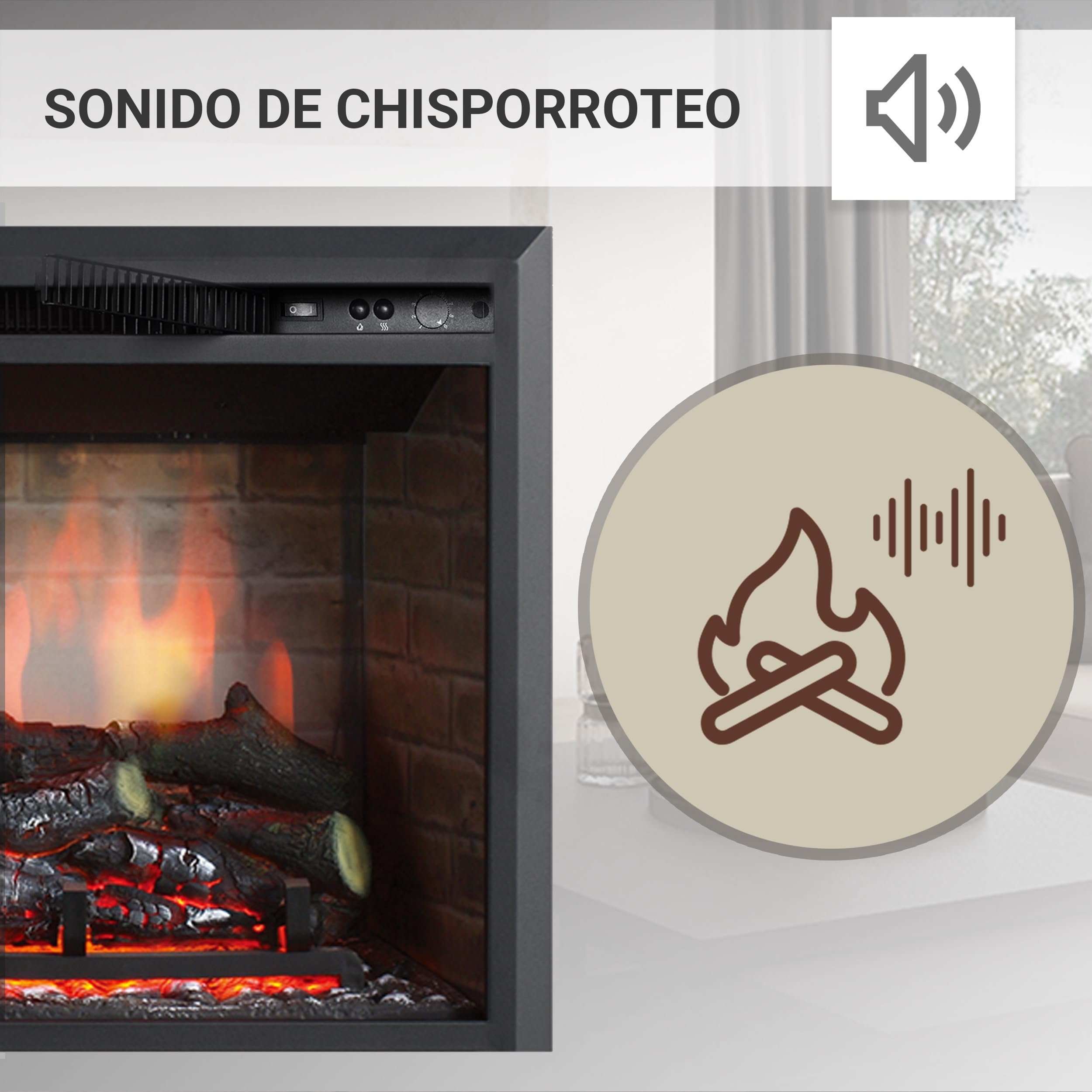 BALDERIA Calida 30 - Chimenea electrica Decorativa empotrable Treinta Pulgadas