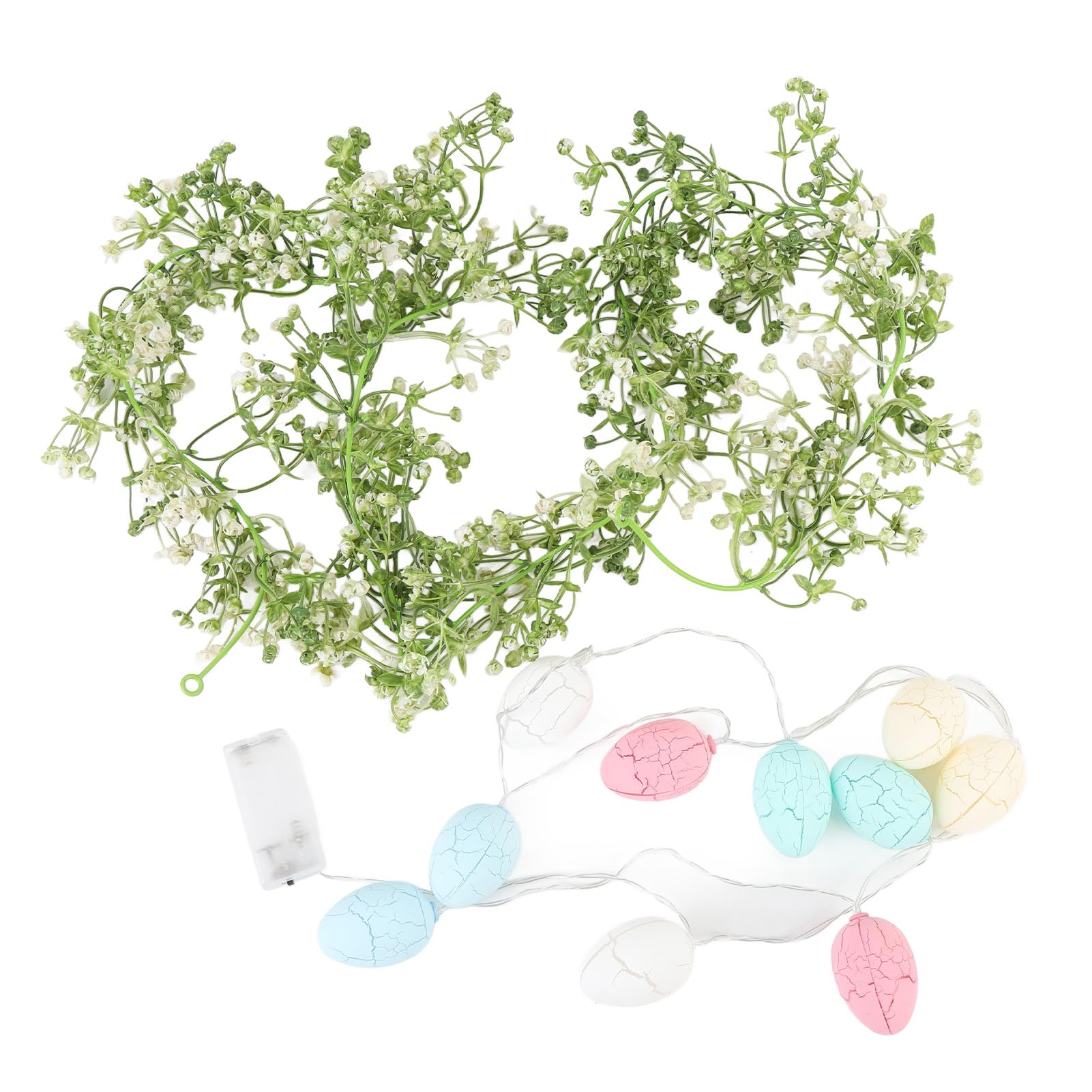 Guirlande De Pâques Décorative - Couronne D'Œufs Et Eucalyptus - Décoration Printanière 1.9m