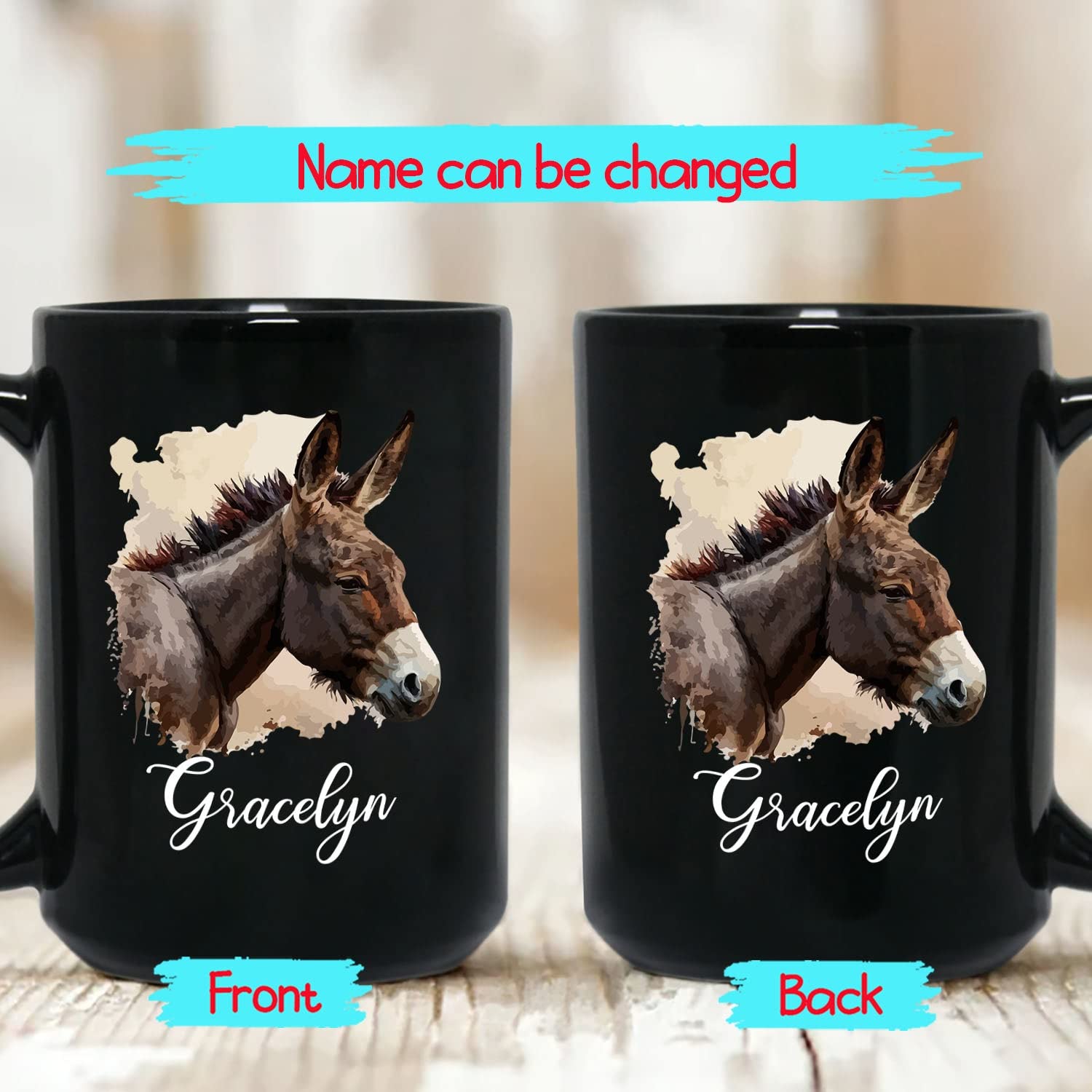 Personalized Choose Name Mule Coffee Mugs Cups Gifts For Men Women, Customized Donkey And Horse Black Ceramic Mug Gifts For Mule Lovers, Mules Travel Mug, Mule Coffee Cup Present, Mule Animal Tea Cup