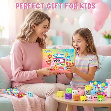 32 Pcs Animals Mochi Squishy Toys, Blink Box Mini Squishies Cute Squishy Set Sensory Stress Relief Toys Squishy Party Bag Fillers Party Favor for Kids,Blocks