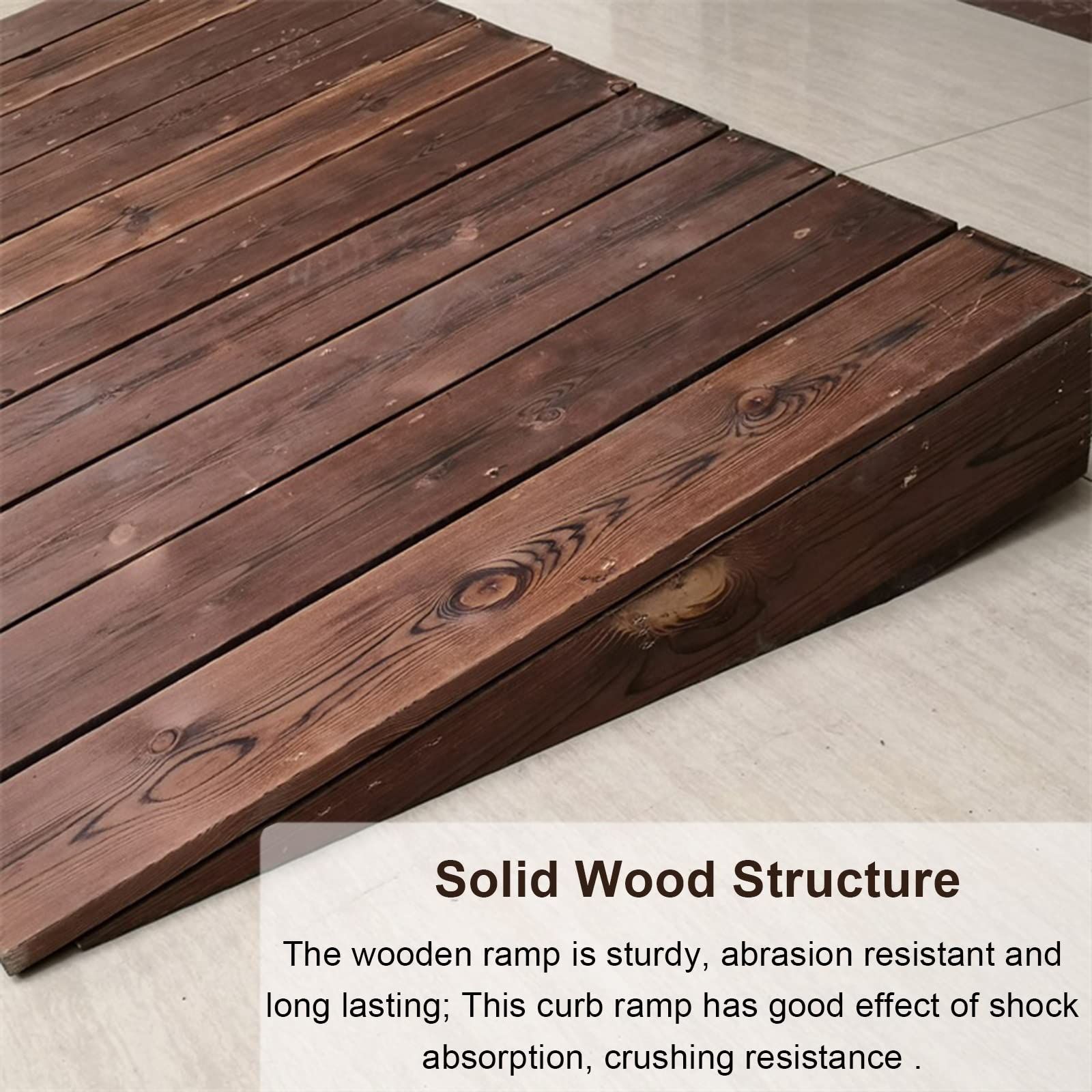 Rampas de Subida de acera de 50/60/70/80/90 cm de Ancho, escaleras de Madera con Pendiente para Scooters de Movilidad para sillas de Ruedas, 15 cm de Alto ()