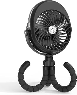 COMLIFE 2025 Upgraded 4000mAh Misting Stroller Fan: 15Hr Battery, 50ml Sprayer, Flexible Tripod for Car Seat, Crib, Beach