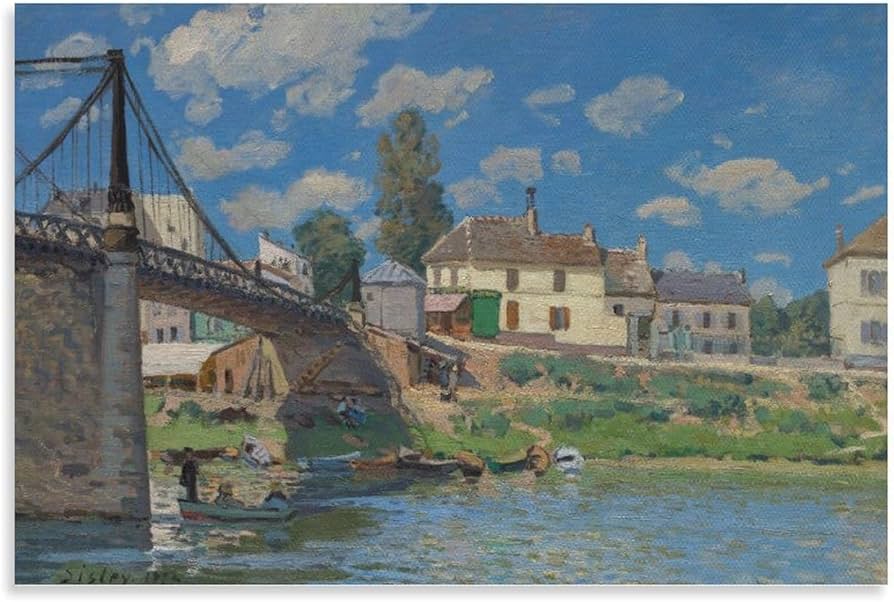 Amazon.com: The Bridge at Villeneuve-la-Garenne by Alfred Sisley