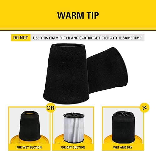 Miniatura 6 de STANLEY Filtro de espuma, para aspiradora húmeda/seca de 1-5 galones 25-1202, compatible con STANLEY SL18123P, SL18128, SL18128P, SL18129, SL18130,