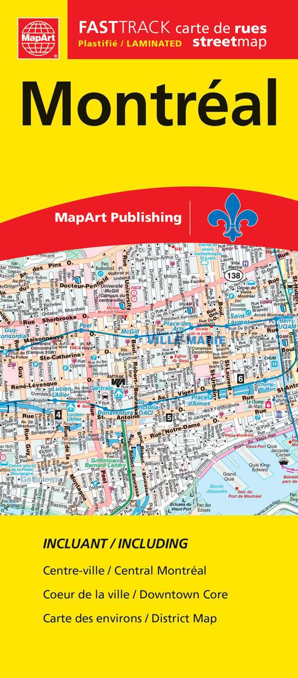 Montréal, Laminated map: Including Central Montréal, Downtown Core, District Map