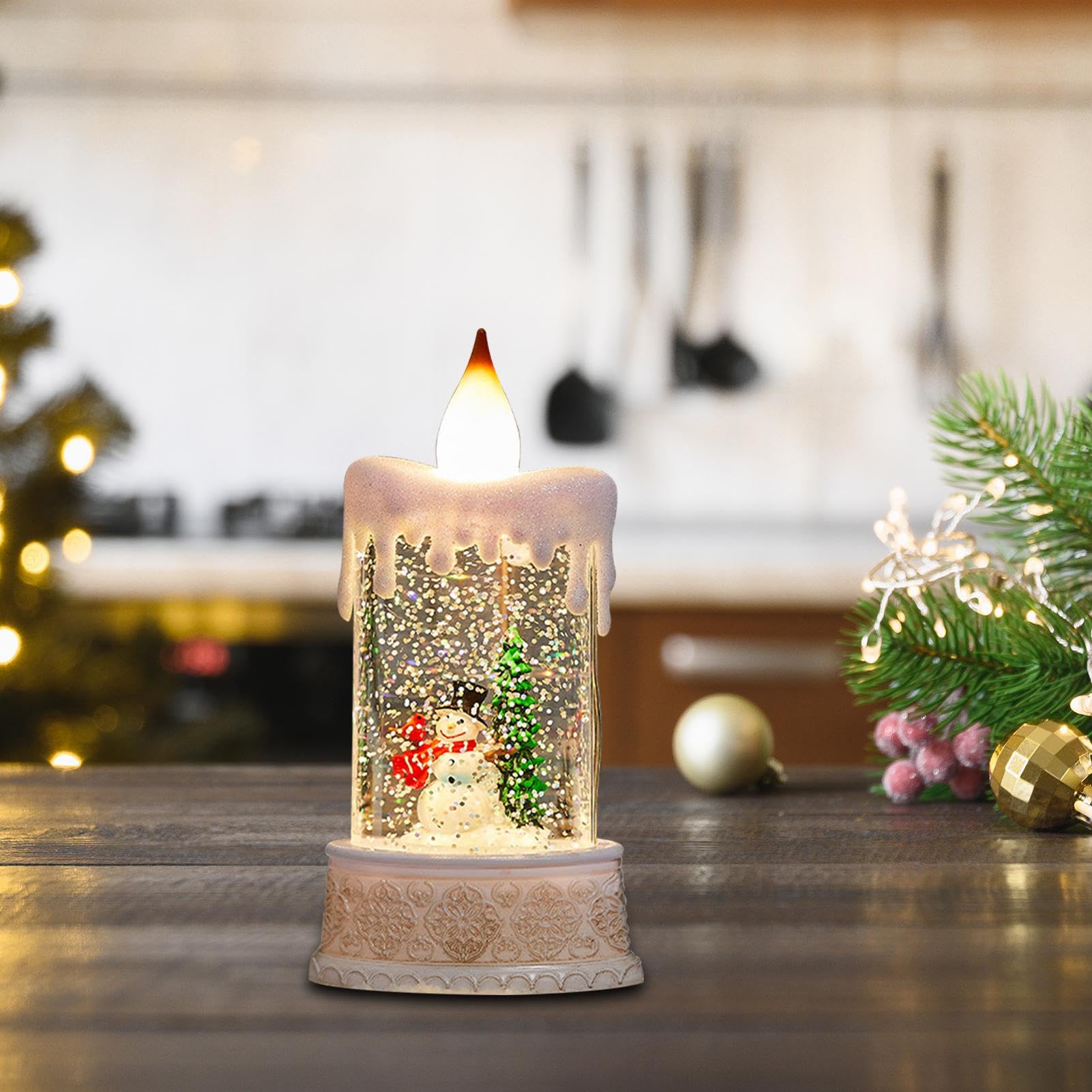 Amazon.co.jp: Shxupjn スノードームキャンドル、クリスマスグリッター