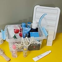 Vista 3 de Gloreen Contenedores de almacenamiento transparentes de 6 cuartos de galón con tapa y mango azul, caja de almacenamiento de plástico multiusos, 2